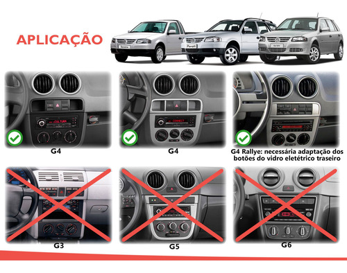 Moldura Painel 2 Din Multimidia Dvd Mp5 Gol G4 Parati G4 Saveiro G4 - Preto