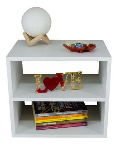 Mesa De Cabeceira P/ Quarto Hotel Suspensa Mdf Marrom Nicho Cor Branco