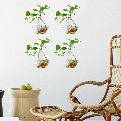 Nuevo 4 Vasos Para Pendurar Na Parede, Plantas De Vidro,