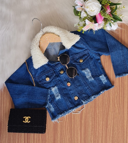 Imagem 6 de 8 de Jaqueta Jeans Infantil Menina Moda Inverno Blogueirinha