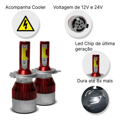 Kit Led Taytech H4 8000 Lúmens Limpa Farol Delet Vonixx Auto