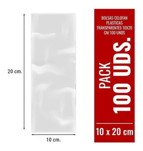 Imagen 1 de 7 de Bolsa Plastica 10x20 Cm Transparente Celofan - 100 Uni