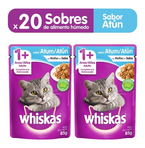 Comida Para Gatos Whiskas Sobres Adulto Atún X85gr (pcx20un)