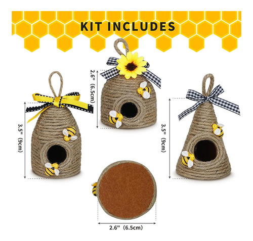 Decoración De Colmena De Abejas, Paquete De 3 Colmenas De D