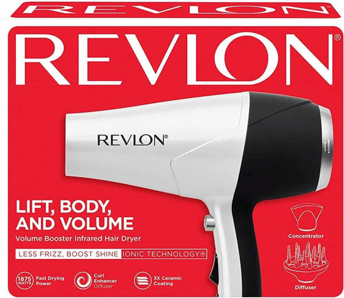 Revlon Secadora De Pelo Infrarrojo 1875 Vatios De Elevación Color Blanco