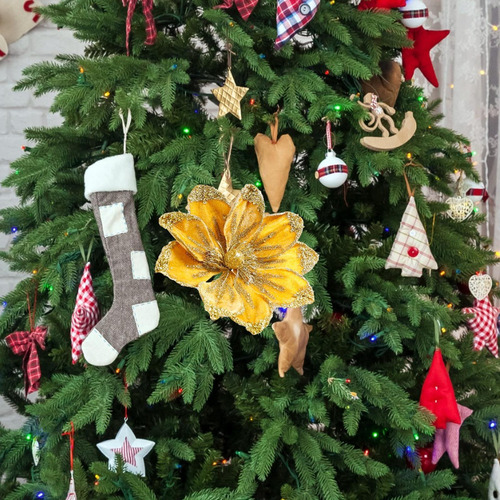 Adorno Navideño De Magnolia Con Flores Artificiales Para De