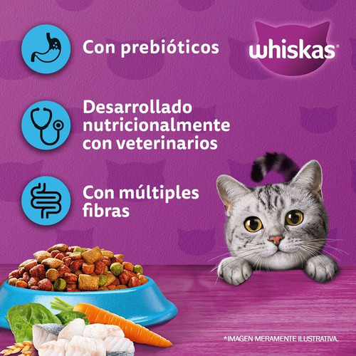 Imagen 2 de 7 de Alimento Whiskas 1+ Whiskas Gatos para gato adulto todos los tamaños sabor pescado en bolsa de 10 kg