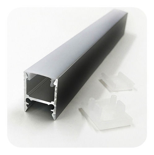 Perfil H De Aluminio Negro 1mt P/tiras Led Colgar / Aplicar