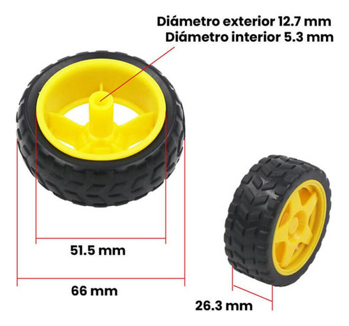 Rueda Amarilla Carro Robótica - Arduino