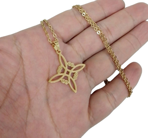 Collar Amuleto Nudo De Bruja Dorado Acero Inoxidable