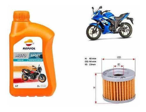 Kit Mantencion Gixxer Filtro + Aceite Repsol