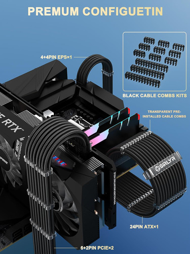 Sirlyr Conector Transparente Psu Cable Extension Kit Cust...