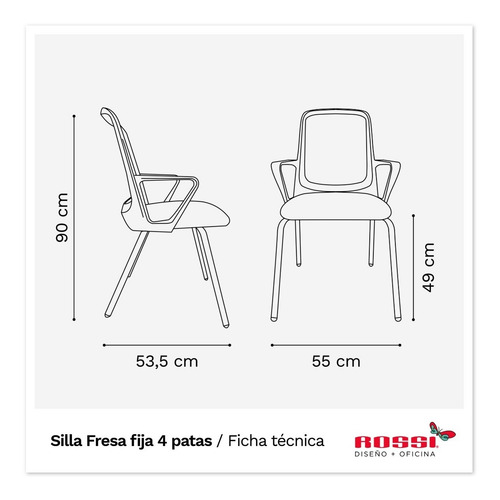 Imagen 3 de 3 de Silla De Oficina Fija Diseño Fresa White Rossi