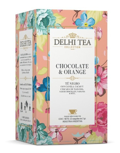 Imagen 1 de 4 de Te Premium Delhi Tea X 20 Saq. Chocolate & Orange