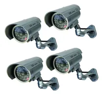 Comprar Yuarisx Cámara De Seguridad Falsa Para Interiores Y Exteriores, Sistema De Vigilancia Cctv Con Luces Led Realistas De Imitación Intermitentes Y Calcomanías De Advertencia (paquete De 4)