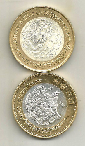 Moneda De 50 Pesos Niños Heroes 1994 Con Patina Increible