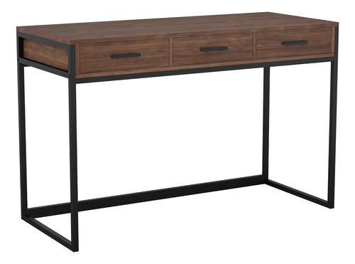 Mesa de escritório doméstico Martha Stewart Ollie com 3 Ca. Cor: Noz/Bronze Oleado