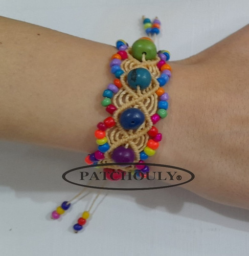 Imagen 5 de 7 de Pulsera Semillas Tagua Macrame Brazalete Regulable Artesanal
