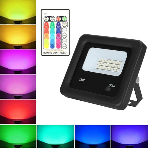 15w Led Colorido Regulable Cambio De Color Reflector Rgb Rem