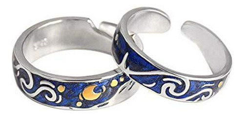 Anillos Bisutería - 2pcs S925 Sterling Silver Rings Van Gogh