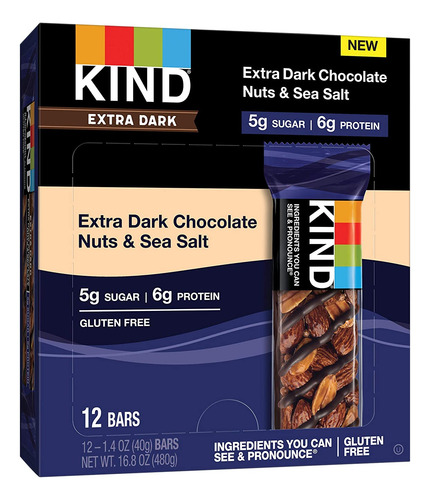 Barras De Nueces Kind, Nueces De Chocolate Extra Oscuro Y Sa