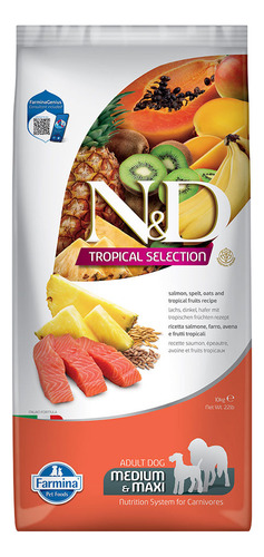 Ração N&d Tropical Selection Cães Ad Médio/max Salmão 12kg