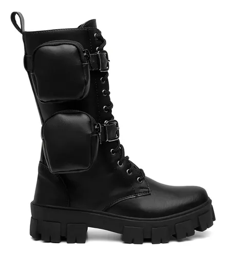 Bota Coturno Feminino Cano Longo Duas Bags Removiveis