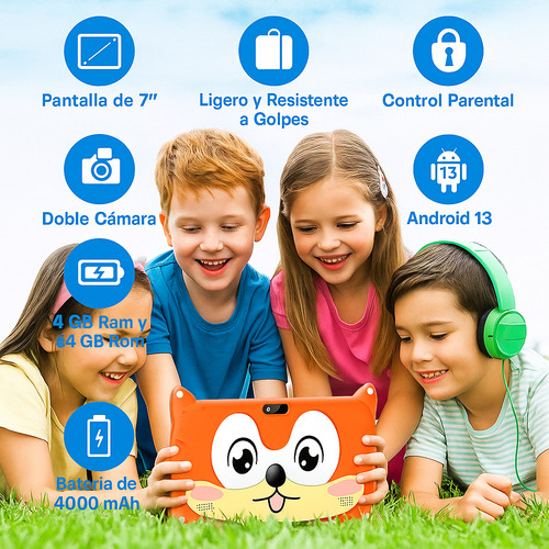Tablet Para Niños Bdf Kids Android 13, 64gb, 4gb Ram