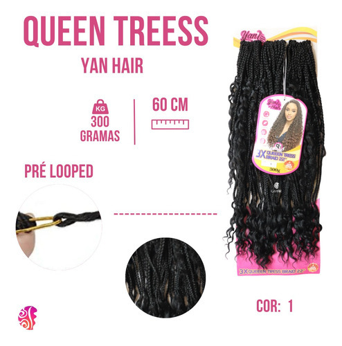 Cabelo Queen Tress Braids Tranças Pronta 300gr - Yan Hair Cor Preto Cor 1