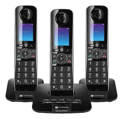 Telefone S/fio Motorola Voice D8713 Com 3 Aparelhos Digitais Cor Preto