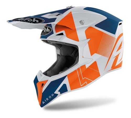 Casco Airoh Cross Wraap Raze Naranja Azul Mate