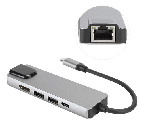 Adaptador Usb-c 5 En 1 Usb-c A Hdtv + Usb3.0 + Pd Support4k