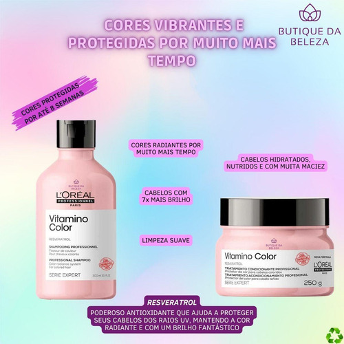 Kit Shampoo 300ml E Máscara 250g Loreal Vitamino Color