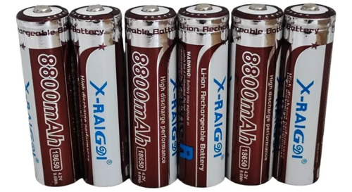 Kit X6 Pilas Baterías Recargables 18650 8800mah Cilíndricas