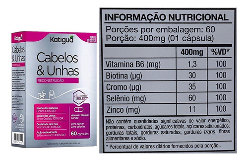 Kit 3 Cabelos E Unhas Reconstrução 60 Cápsula - Katigua