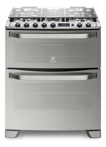 Cocina A Gas 5 Platos Doble Horno Timer Digital 76dxa Inox