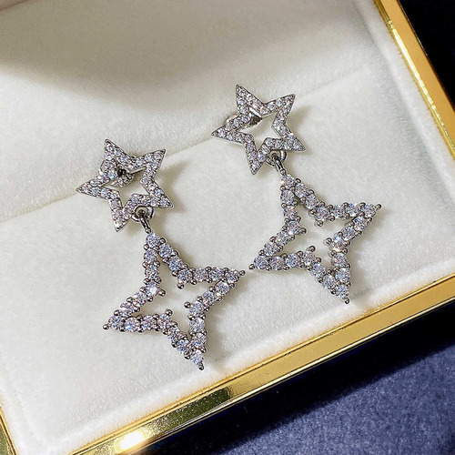 Para Pendientes Con Forma De Estrella De Circonio