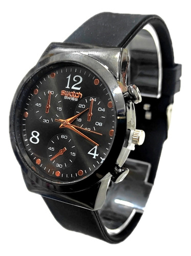 Reloj Negro De Malla Siliconada Y Cuerpo Metalico