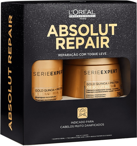 Imagem 1 de 2 de Absolut Repair Gold Quinoa + Proteína Sh 300ml + Másc 250g