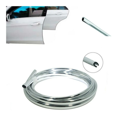 Imagen 1 de 10 de Moldura Protectora De Puertas Auto Capot 15m Embutida 223021