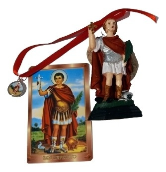 Estatua San Expedito Pvc+estampas+pulsera Cinta C/dije