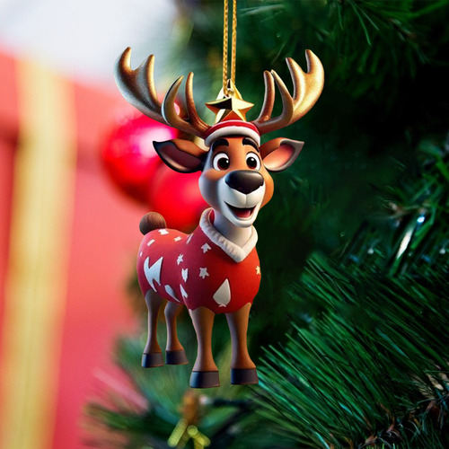 Colgante Navideño Pequeño De Wapiti Para Coche, Mochila, Col