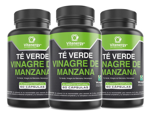 Te Verde + Vinagre Manzana + Hercampuri X 3 Detox Depurador