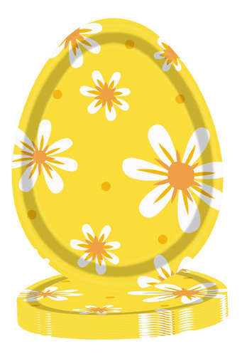 2 X 8 Piezas Platos De Pascua Vajilla Huevos Amarillos