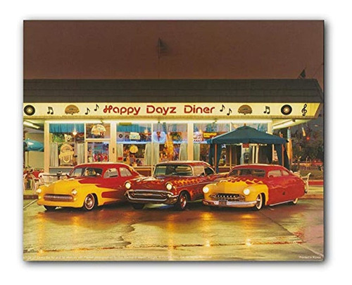 Happy Dayz Diner 57 Chevy Bel Air 50's Mercury Car Wall