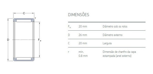 Hk 2020 Super Kit Com 10 Peças Rolamento De Agulha 20x26x20