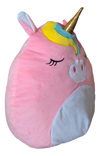 Cojin Peluche Unicornio Rosa Suave Bordado Arcoiris Kawaii