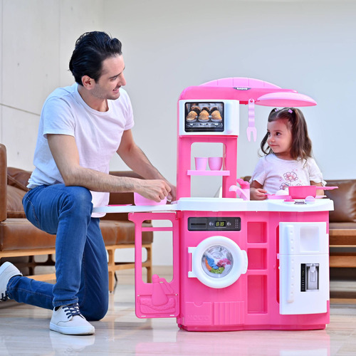 Cocinita Infantil 3 En 1 Prinsel Cook N Play Rosa Niños Chef Rosa