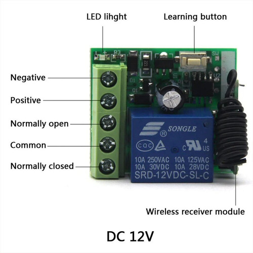 Relé Control Remoto Inalambrico, 100m, 433mhz, Learning Code