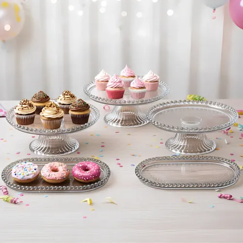 Kit6 Festa- Decoraçao Para Sua Mesa Com 05 Peças Variadas Cristal